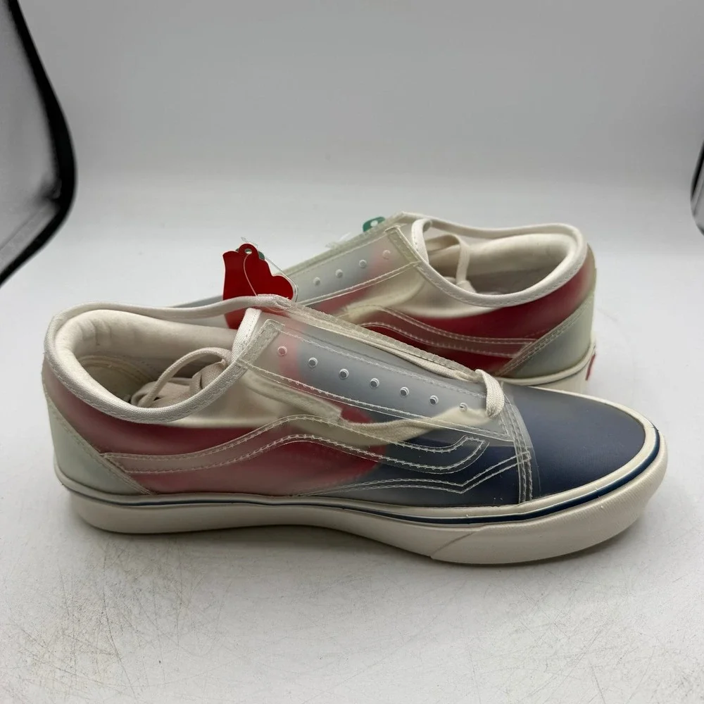VANS ComfyCush Slip-Skool Shoes Mens Sz 11 Navy Blue/Red Low Top Sneakers Skate